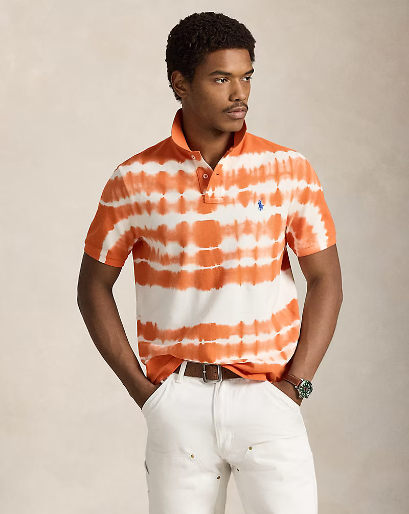 Classic Fit Tie-Dye Mesh Polo Shirt
