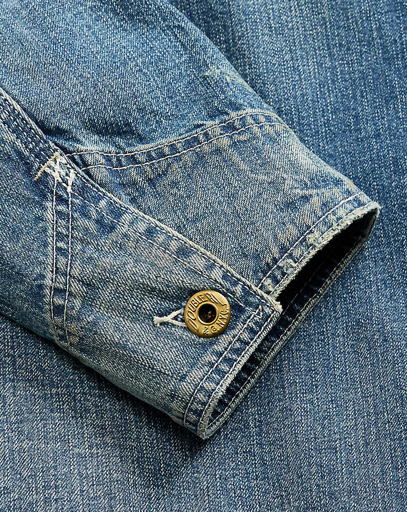 Corduroy-Collar Indigo Denim Jacket