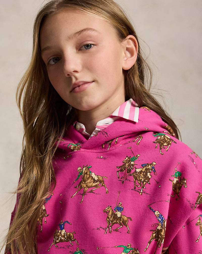 Equestrian-Print Fleece Hoodie