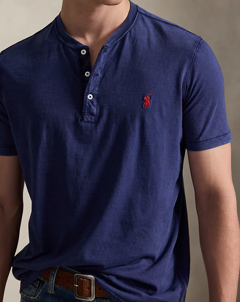 Slub Jersey Short-Sleeve Henley Shirt