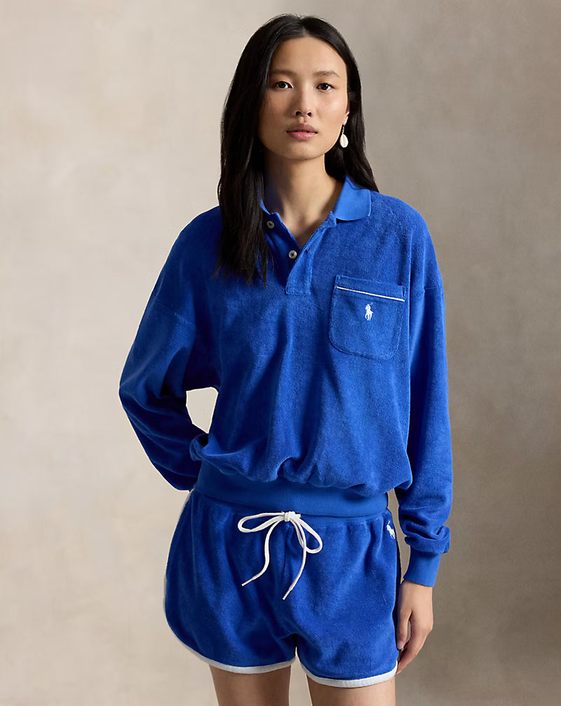 Terry Long-Sleeve Polo Shirt