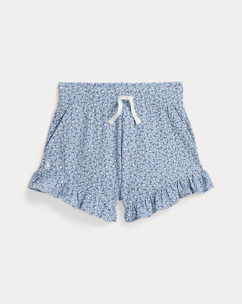 Floral Ruffled Stretch Mesh Short