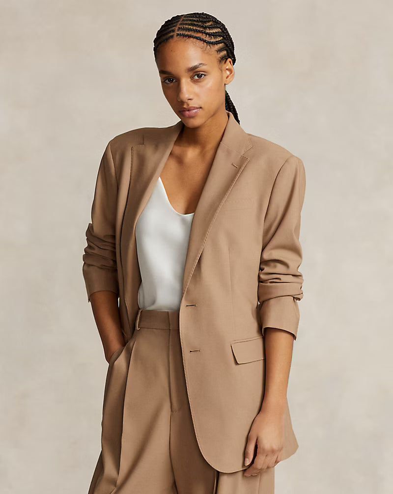 Single-Breasted Stretch Wool Blazer