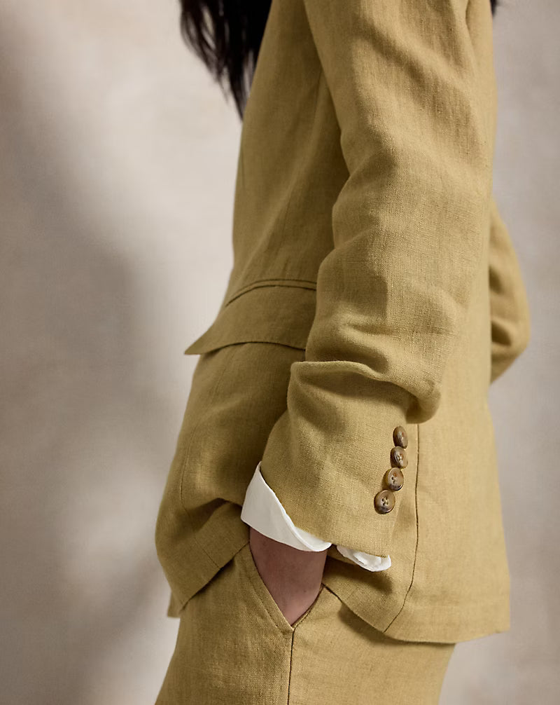 Single-Breasted Délavé Linen Blazer