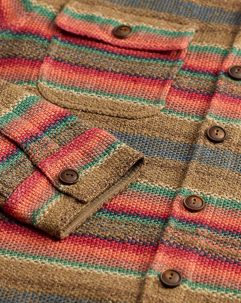 Striped Linen-Silk Workshirt Sweater