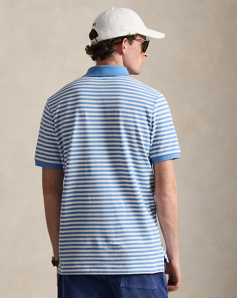 Classic Fit Striped Mesh Polo Shirt