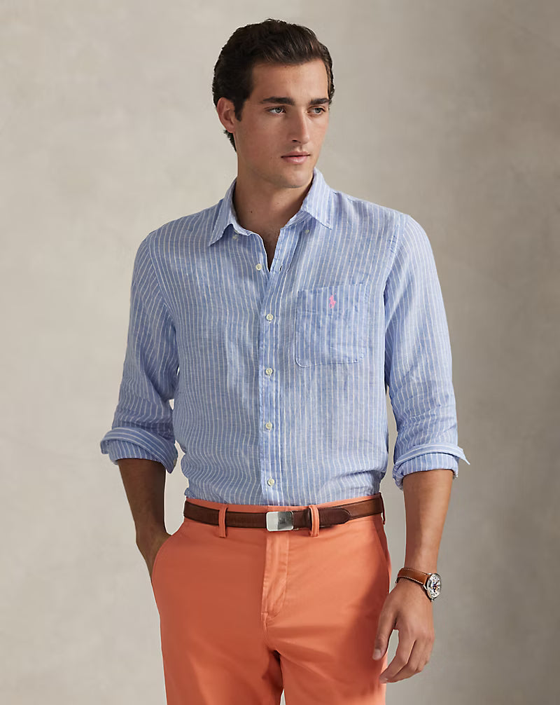 Classic Fit Striped Linen Shirt