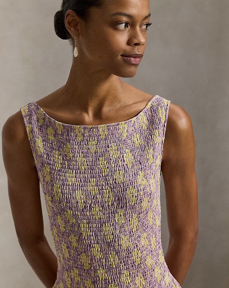 Floral Smocked Crinkled Dress