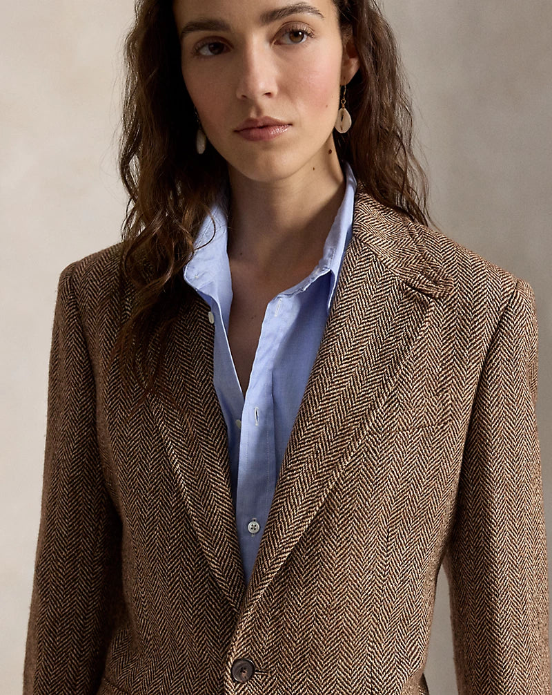 Single-Breasted Herringbone Blazer