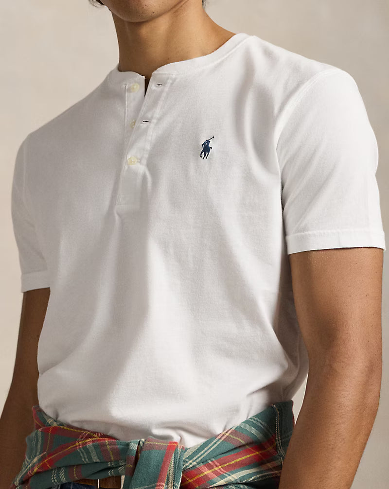 Slub Jersey Short-Sleeve Henley Shirt