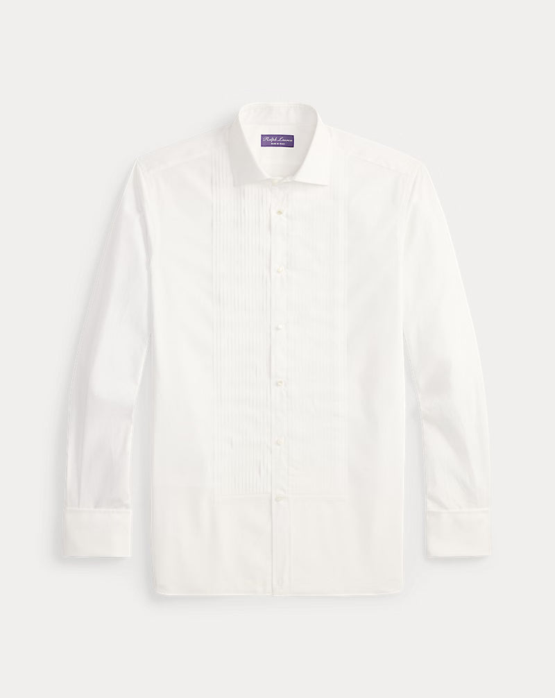 Pleated-Bib French Cuff Tuxedo Shirt