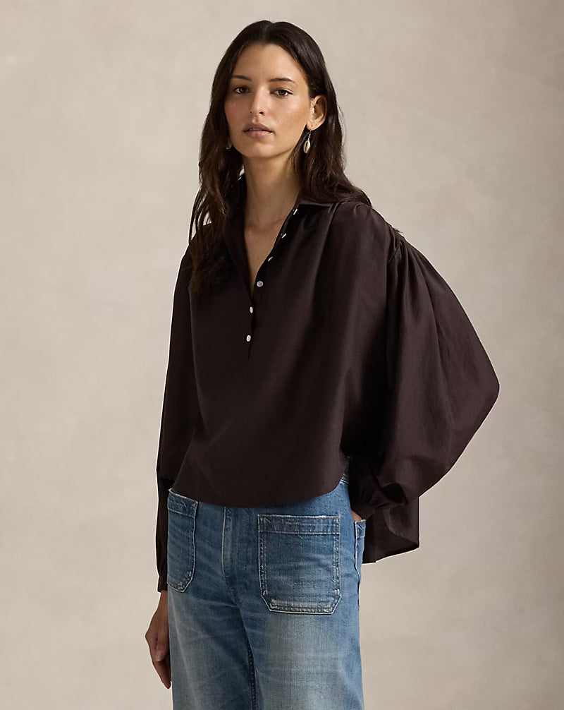 Pleated Cotton-Silk Blouse