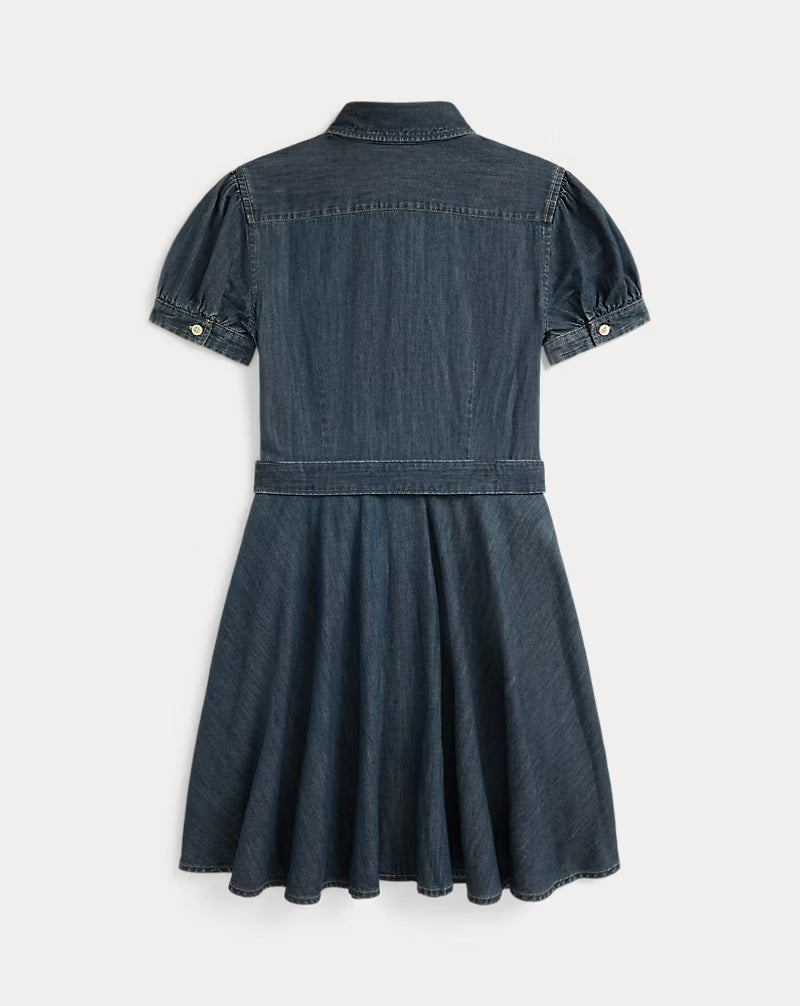 Belted Indigo Denim Shirtdress
