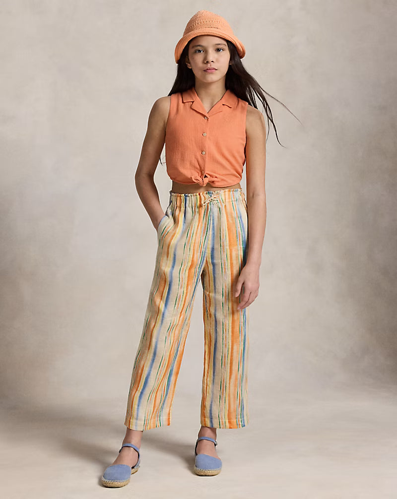 Tie-Front Cotton Gauze Sleeveless Top
