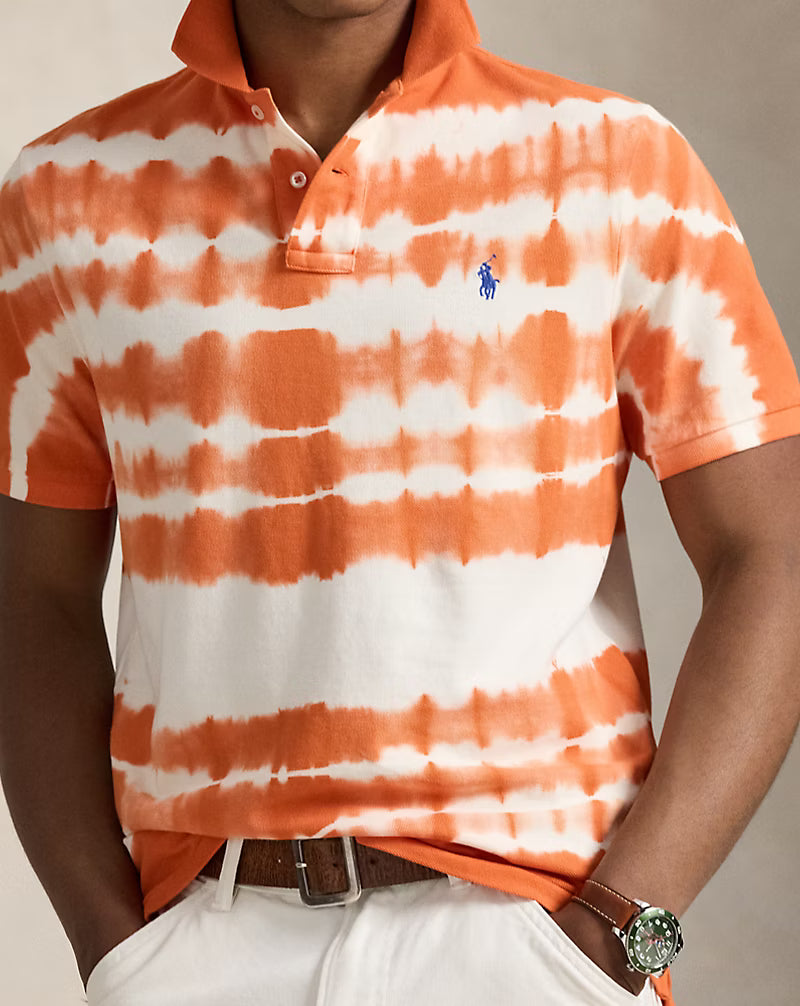 Classic Fit Tie-Dye Mesh Polo Shirt