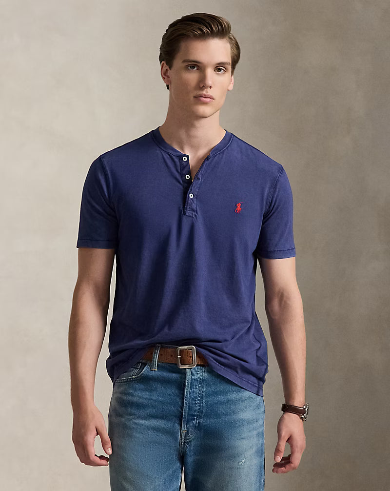 Slub Jersey Short-Sleeve Henley Shirt