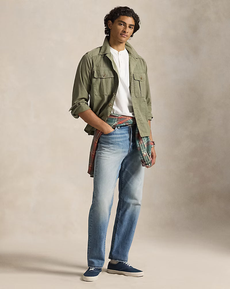 Slub Jersey Short-Sleeve Henley Shirt