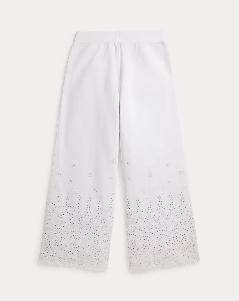 Eyelet French Terry Wide-Leg Sweatpant