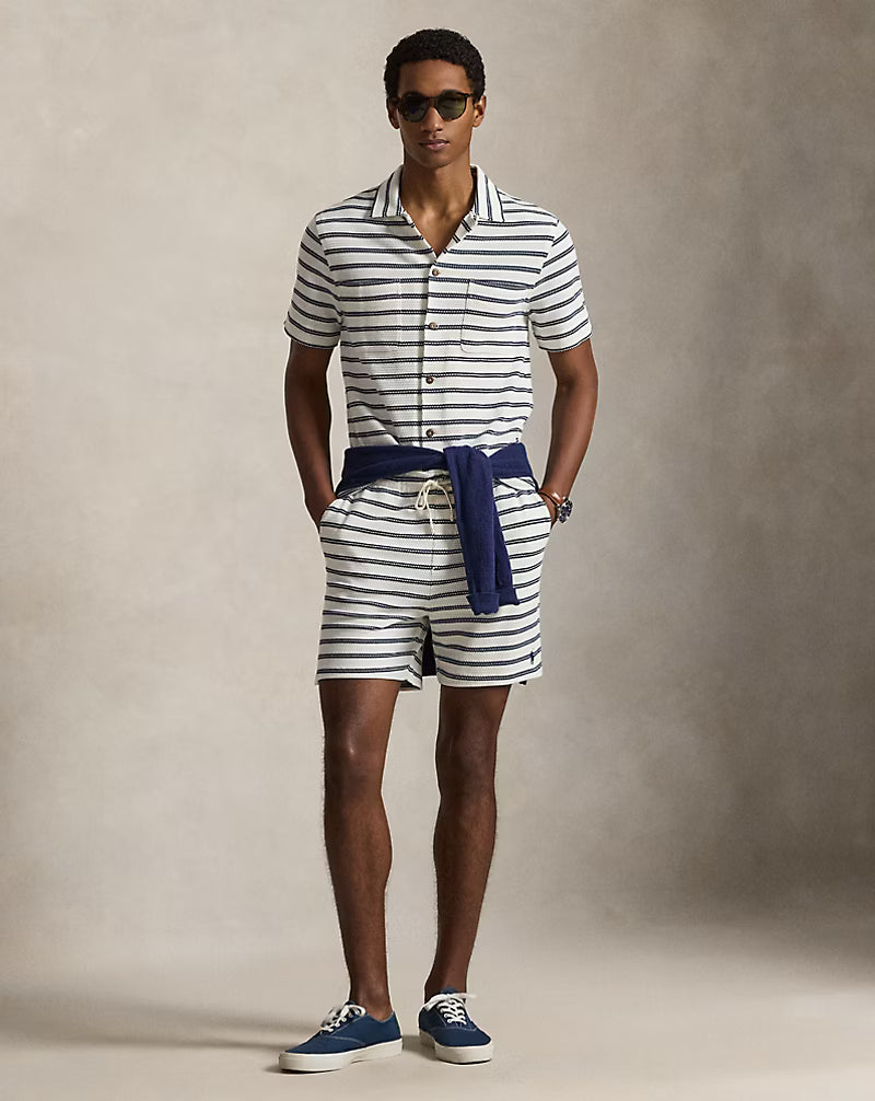 6-Inch Striped Pointelle-Ribbed Short