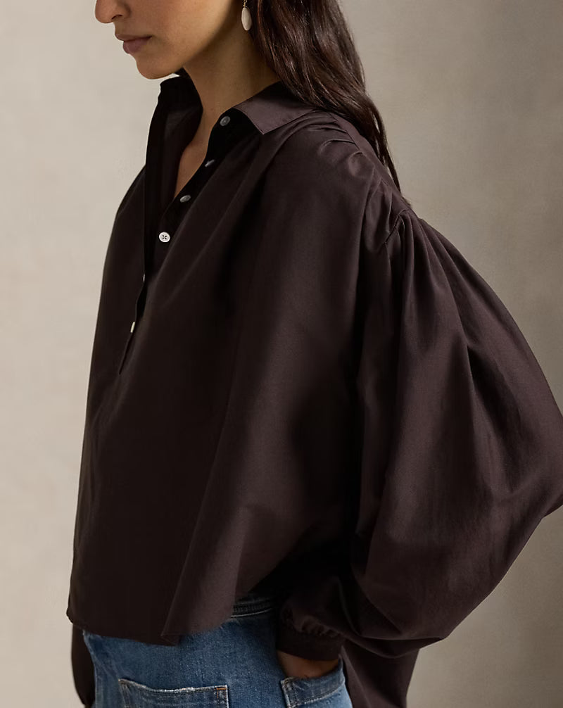 Pleated Cotton-Silk Blouse