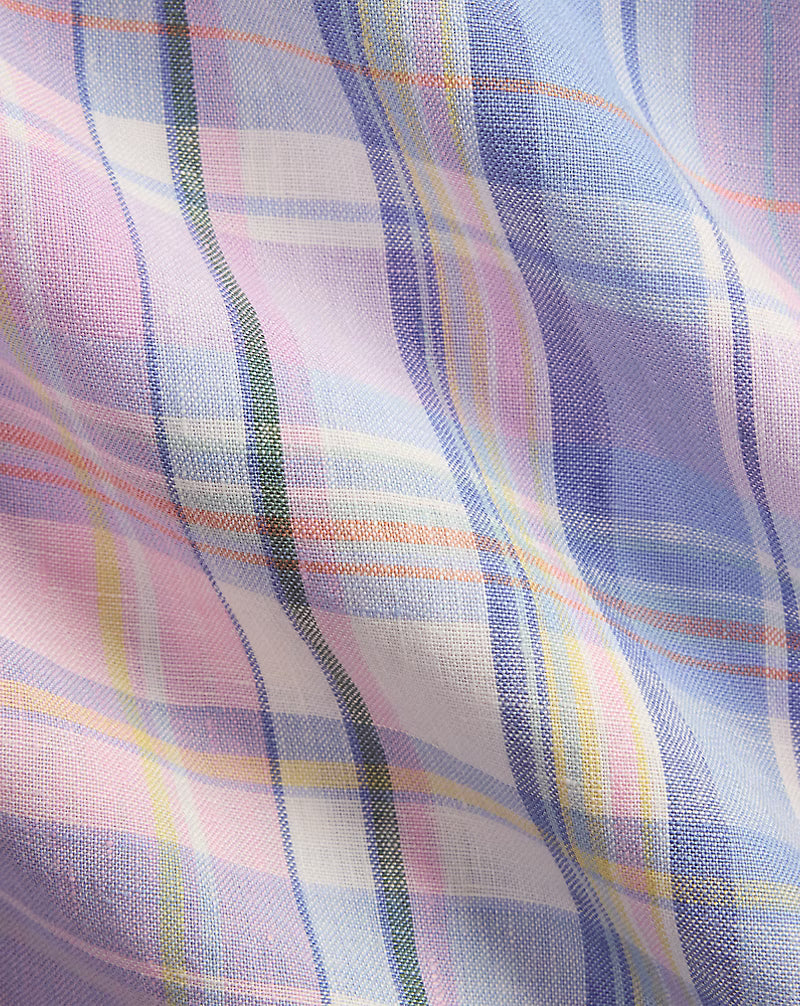 Classic Fit Plaid Slub Linen Shirt