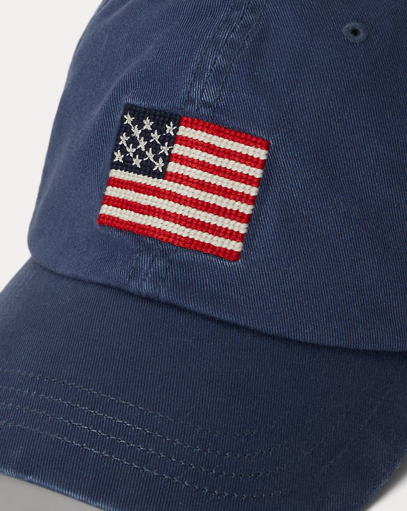 Flag-Embroidered Twill Ball Cap