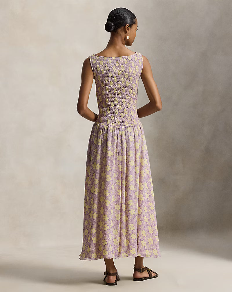 Floral Smocked Crinkled Dress