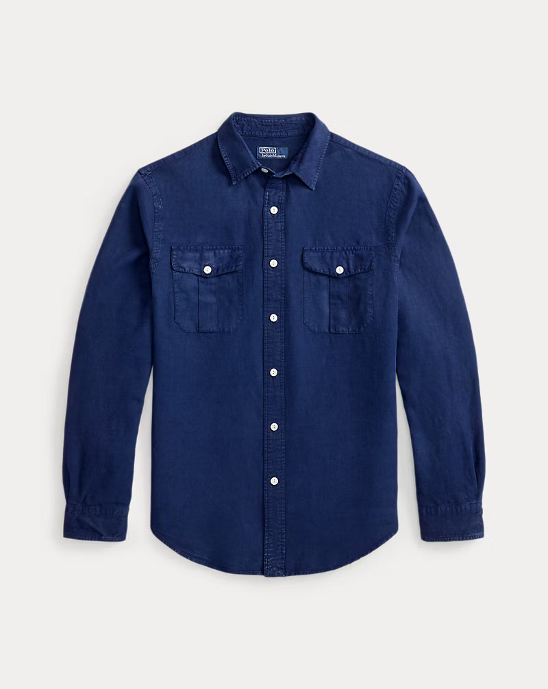 Classic Fit Linen-Silk-Cotton Workshirt