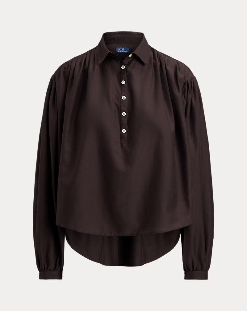 Pleated Cotton-Silk Blouse