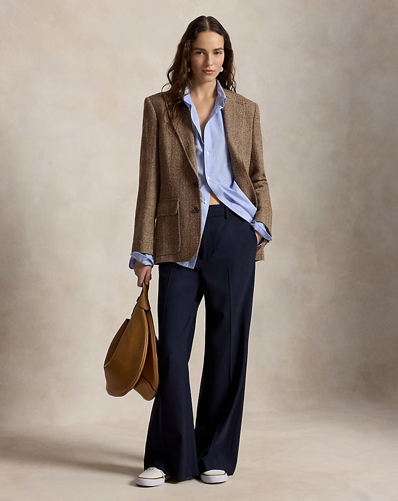 Single-Breasted Herringbone Blazer
