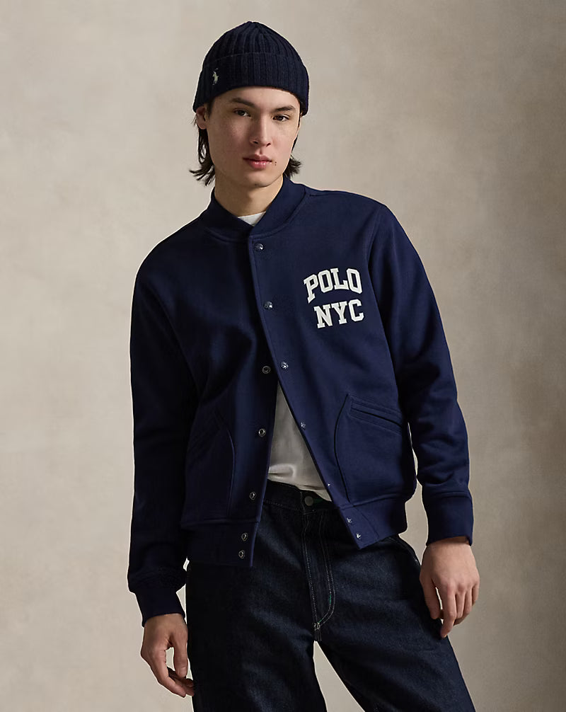 Logo Fleece Baseball Jacket