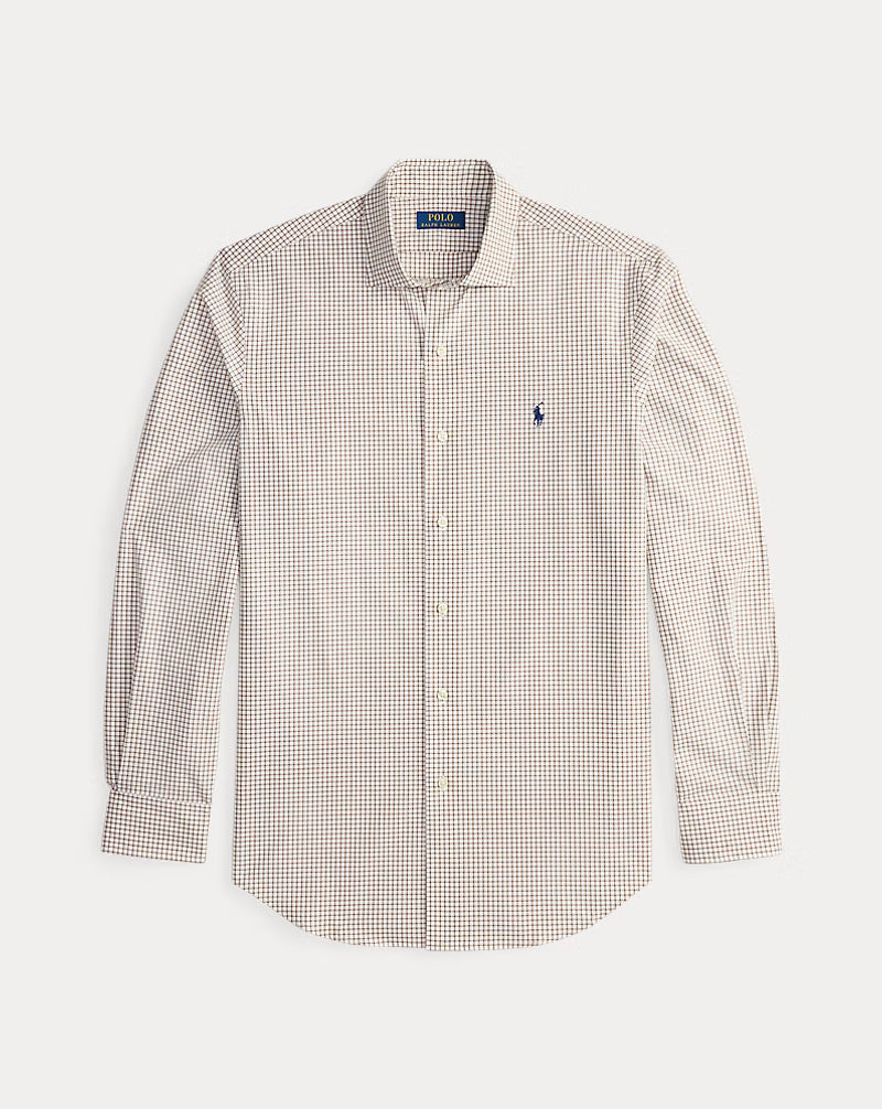Classic Fit Plaid Stretch Poplin Shirt