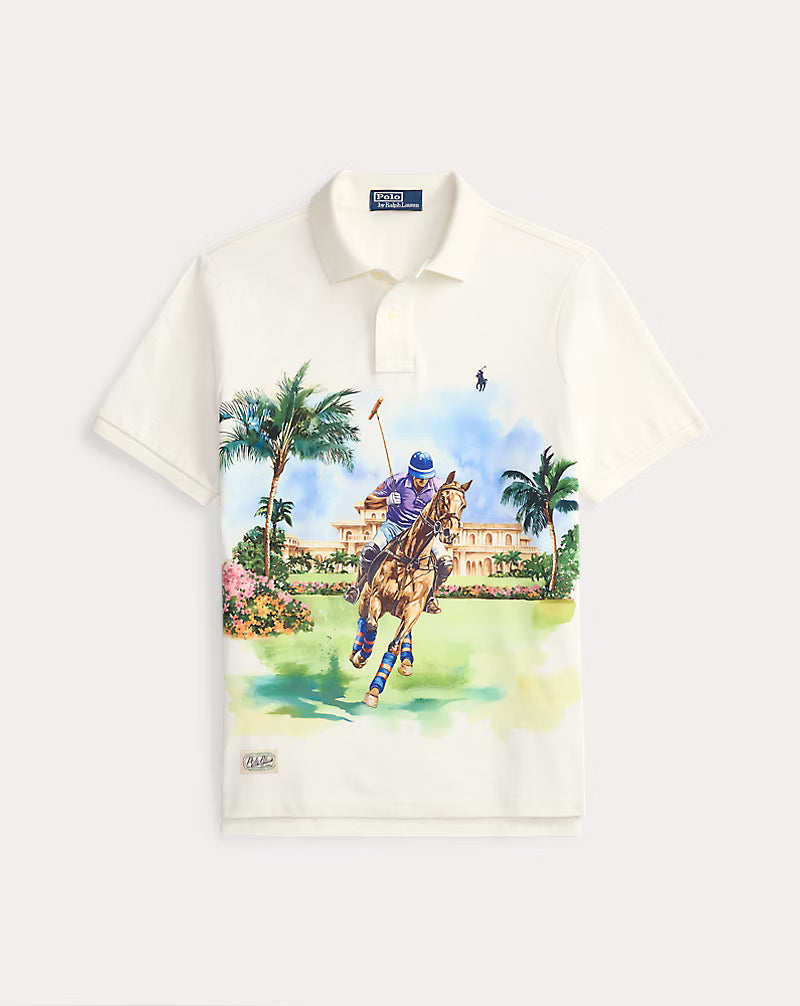 Classic Fit Mesh Graphic Polo Shirt
