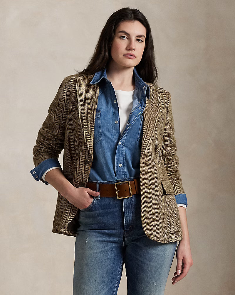Single-Breasted Herringbone Blazer
