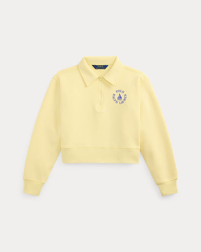 Double-Knit Collared Boxy Sweatshirt