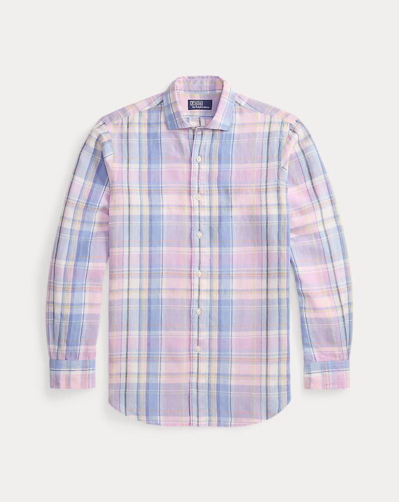 Classic Fit Plaid Slub Linen Shirt