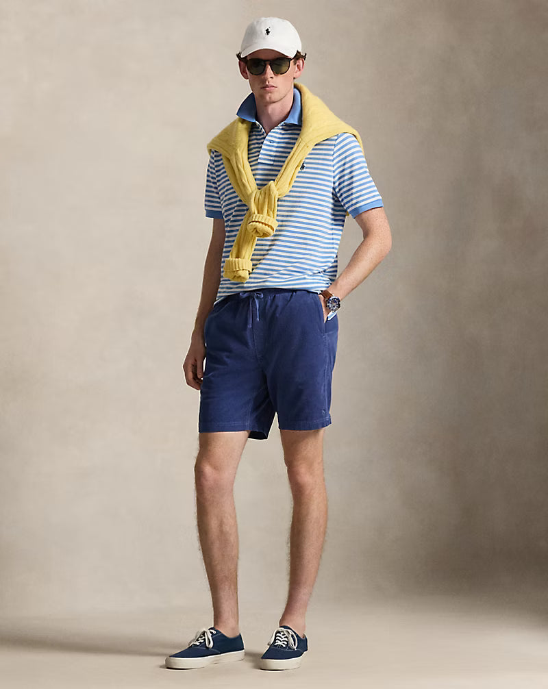 Classic Fit Striped Mesh Polo Shirt