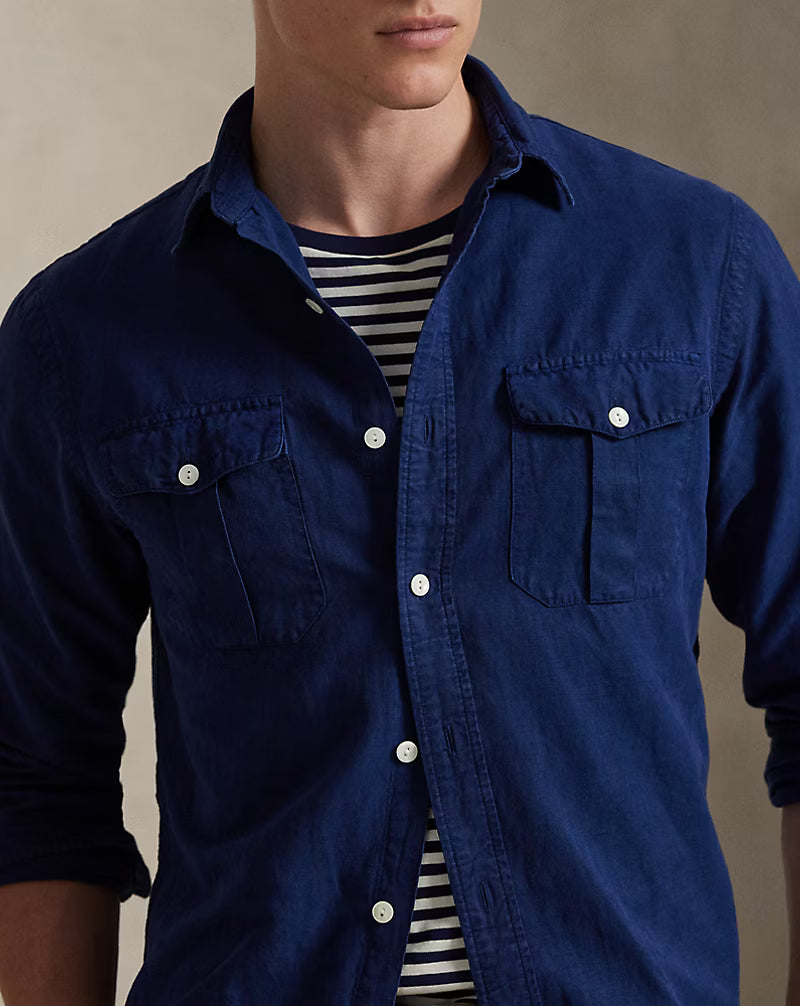 Classic Fit Linen-Silk-Cotton Workshirt