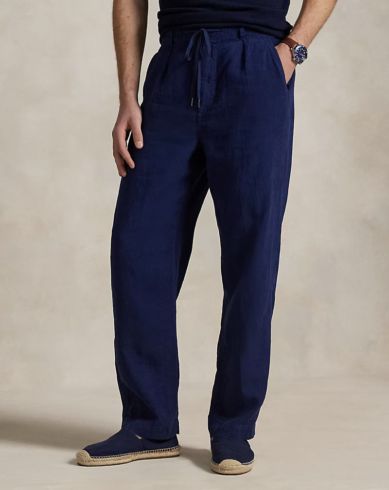 Lateef Relaxed Fit Pleated Linen Pant